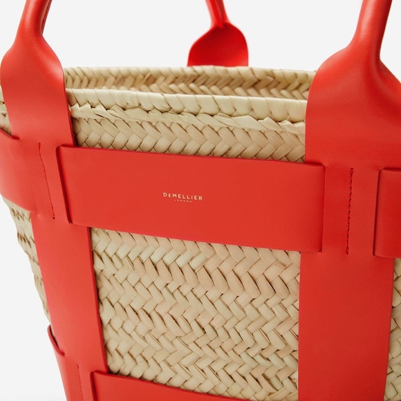 Demellier. REDUCED.Santorini Handbag.Straw and Leather.Shoulder Satchel TAGS - Picture 2 of 8